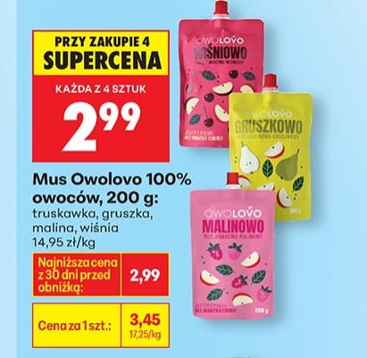 mus owocowy 100% owoce różne smaki