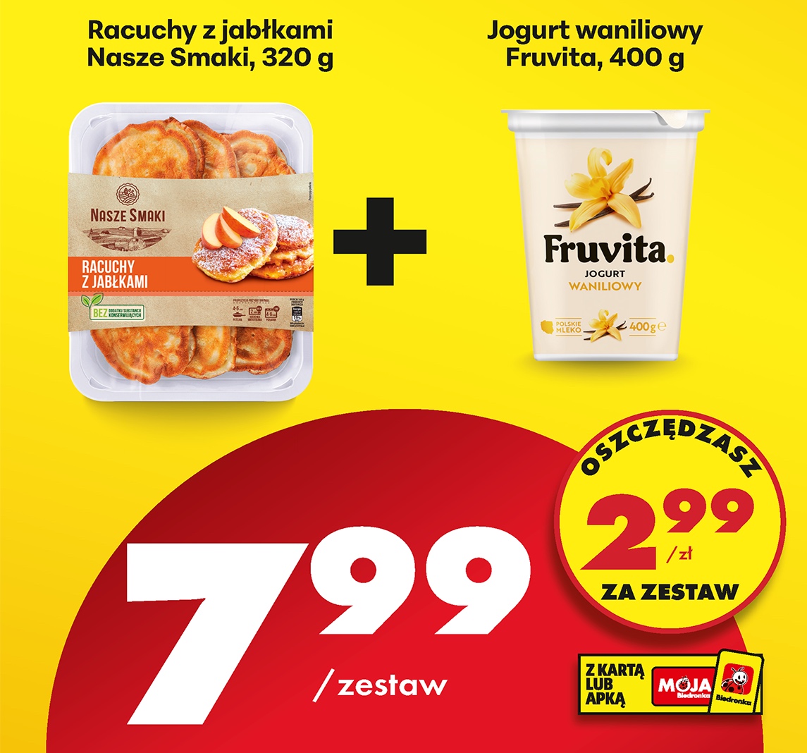 zestaw racuchy z jabłkami 320g + jogurt waniliowy 400g
