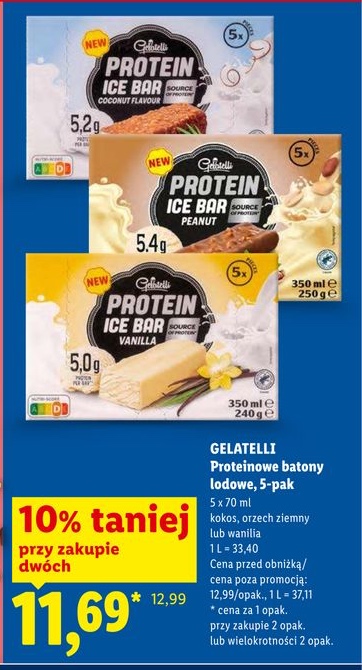 batony lodowe proteinowe kokos, orzech ziemny lub wanilia