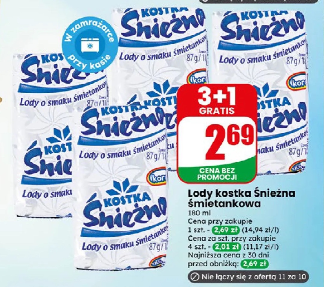 lody kostka śnieżna śmietankowa