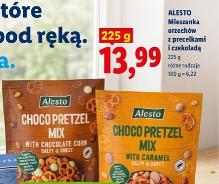 mieszanka orzechów z precelkami i czekoladą różne rodzaje