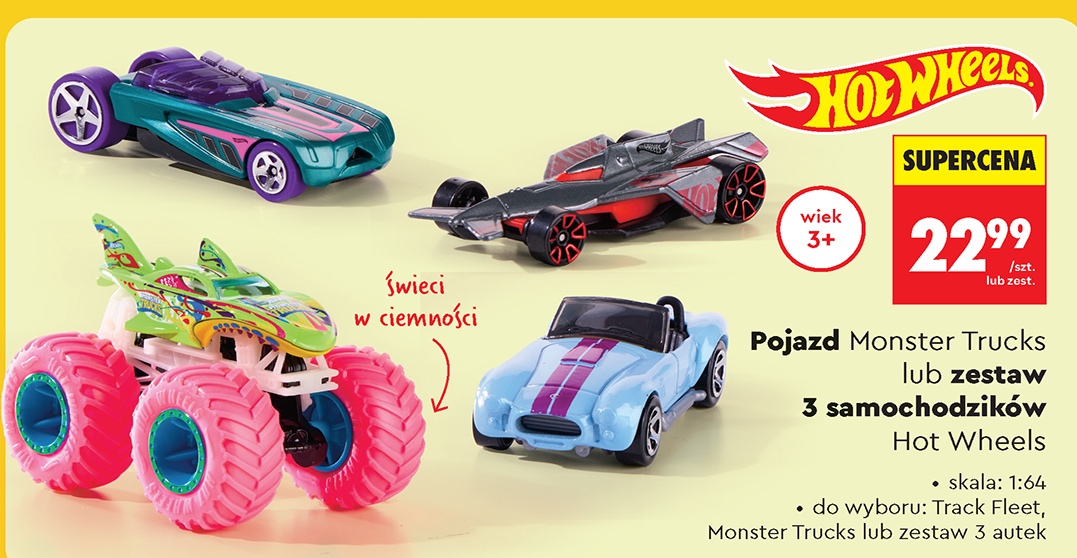 pojazd Monster Trucks lub zestaw 3 samochodzików