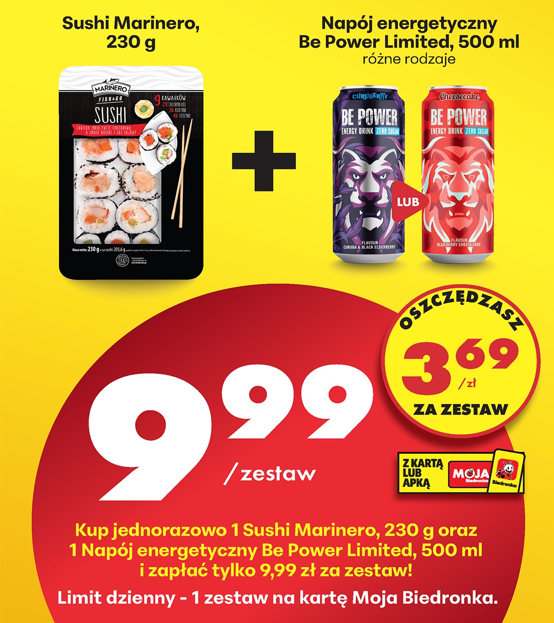 zestaw sushi 230g + napój energetyczny 500ml