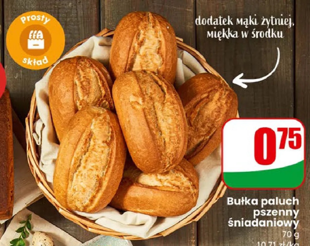 bułka paluch pszenny śniadaniowy