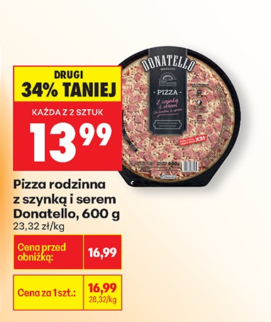 pizza rodzinna z szynką i serem lub pizza kurczak i pieczarki