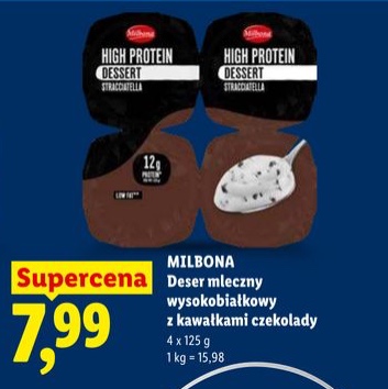 deser mleczny wysokobiałkowy z kawałkami czekolady