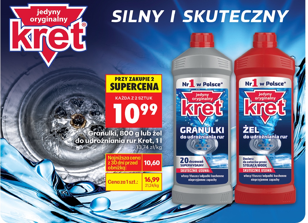 granulki lub żel do udrożniania rur