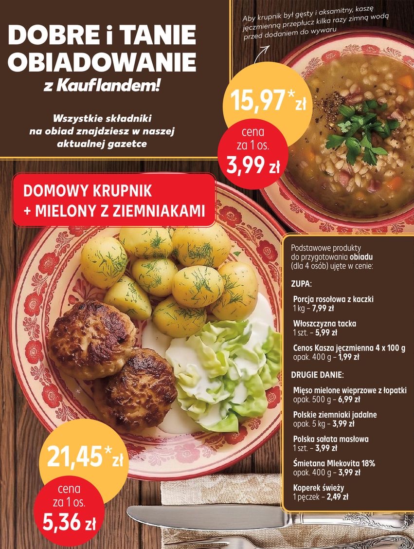 zestaw domowy krupnik + mielony z ziemniakami