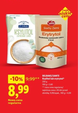 ksylitol lub erytrytol