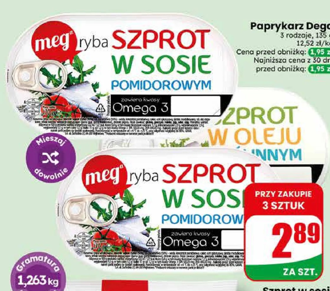szprot w sosie lub oleju