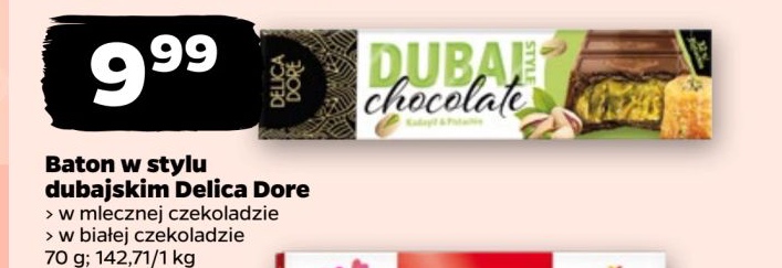 baton w stylu dubajskim w mlecznej czekoladzie