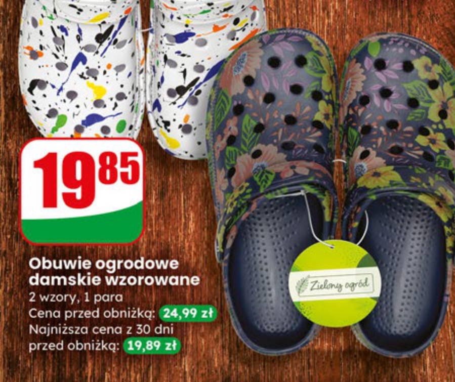obuwie ogrodowe damskie wzorowane