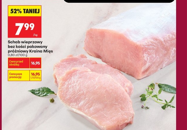 schab wieprzowy bez kości pakowany próżniowo