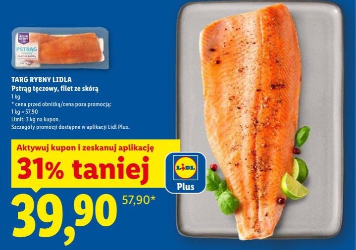 pstrąg tęczowy, filet ze skórą