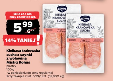 kiełbasa krakowska sucha z szynki i wołowiną