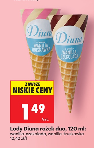lody rożek duo wanilia-czekolada lub wanilia-truskawka