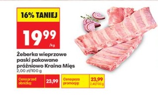 żeberka wieprzowe paski pakowane próżniowo