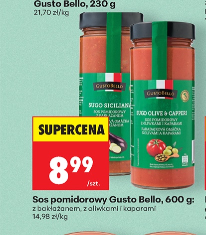 sos pomidorowy z bakłażanem, z oliwkami i kaparami