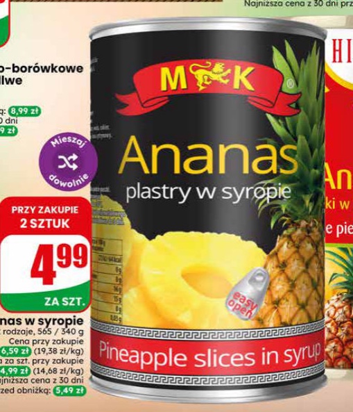 ananas plastry w syropie