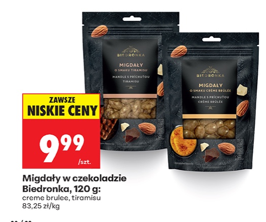 migdały w czekoladzie mlecznej i białej z liofilizowaną wiśnią