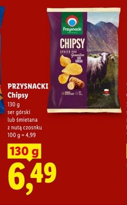 chipsy śmietana z nutą czosnku lub ser górski