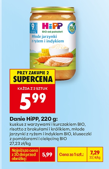 danie jarzynki z indykiem kuskus z warzywami i kurczakiem bio lub kaszotto z warzywami brokułami i kurczakiem bio lub kluseczki kładzione z gulaszem z pomidorami i cielęciną bio