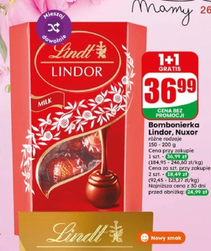 bombonierka lindor, nuxor różne rodzaje