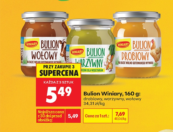 bulion drobiowy lub warzywny lub wołowy