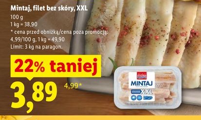 mintaj, filet bez skóry, XXL