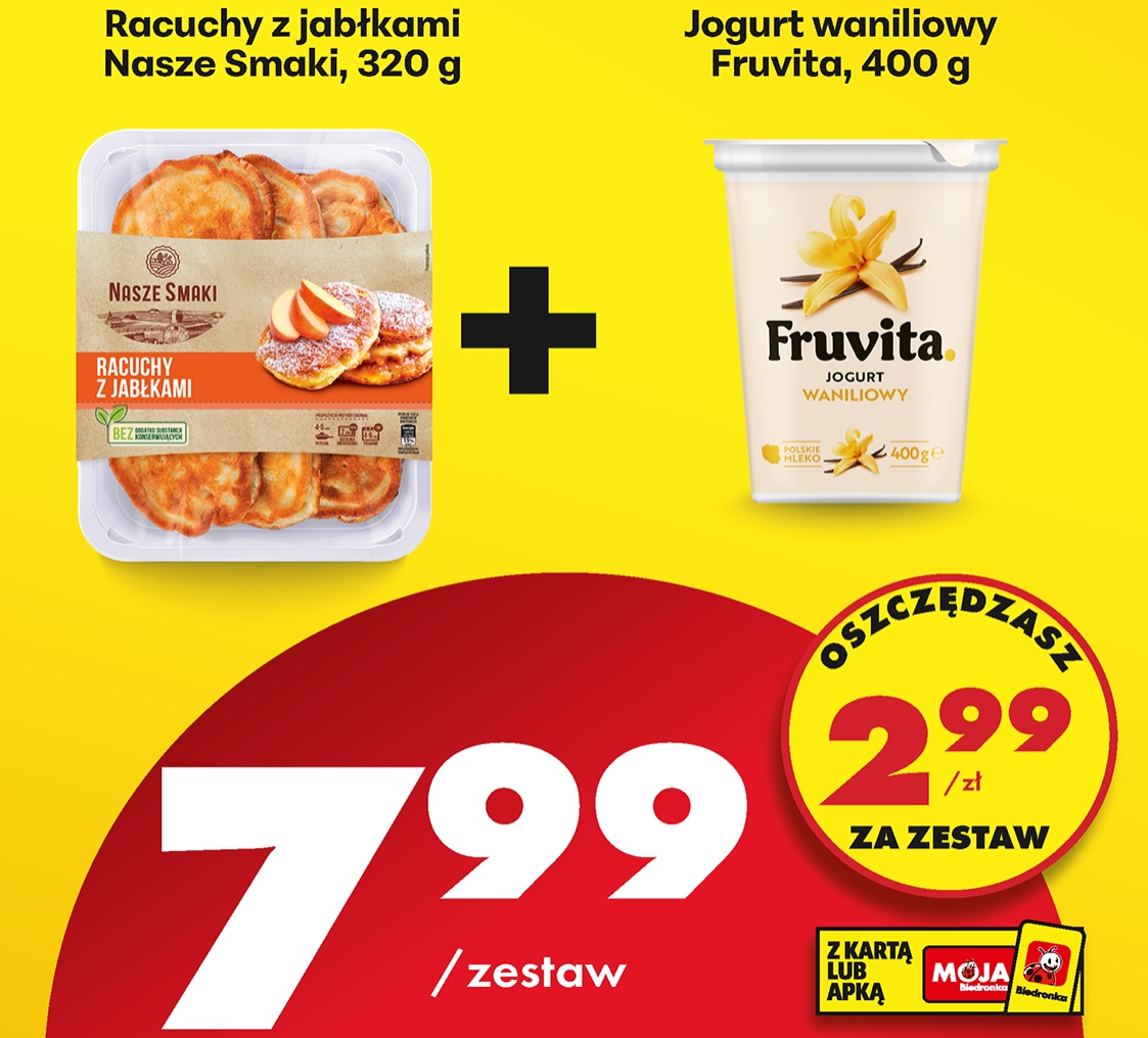 zestaw racuchy z jabłkami 320g + jogurt waniliowy 400g