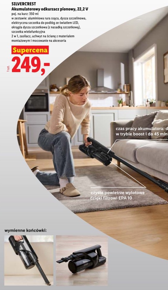 akumulatorowy odkurzacz pionowy 22,2 V