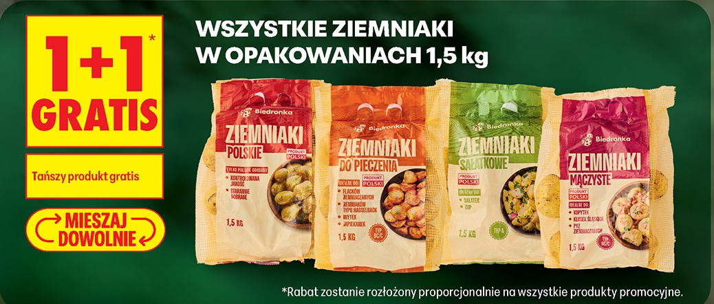 wszystkie ziemniaki w opakowaniach
