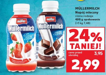 napój mleczny truskawkowy lub czekoladowy