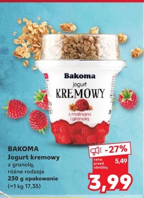 jogurt kremowy z maliną i granolą