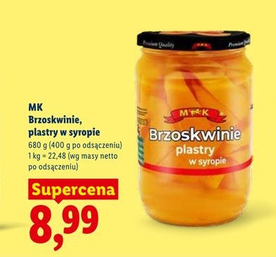 brzoskwinie w syropie, plastry