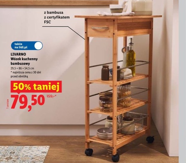 wózek kuchenny bambusowy