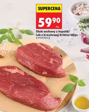 stek wołowy z łopatki lub z krzyżowej