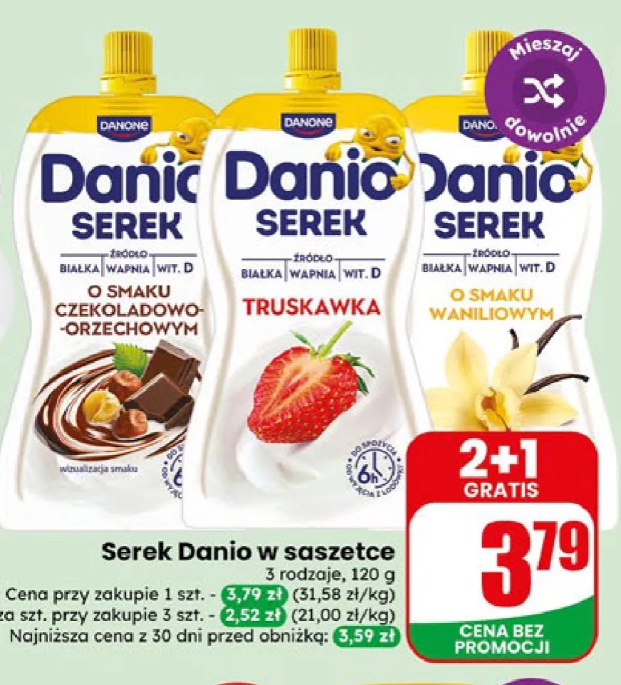 serek w saszetce truskawkowy