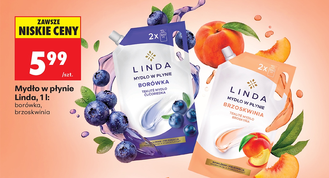 mydło w płynie borówka lub brzoskwinia