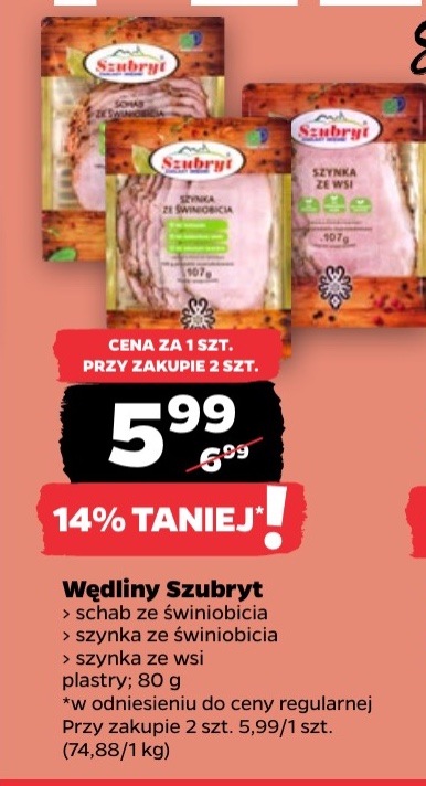wędliny Szubryt schab ze świniobicia, szynka ze świniobicia plastry