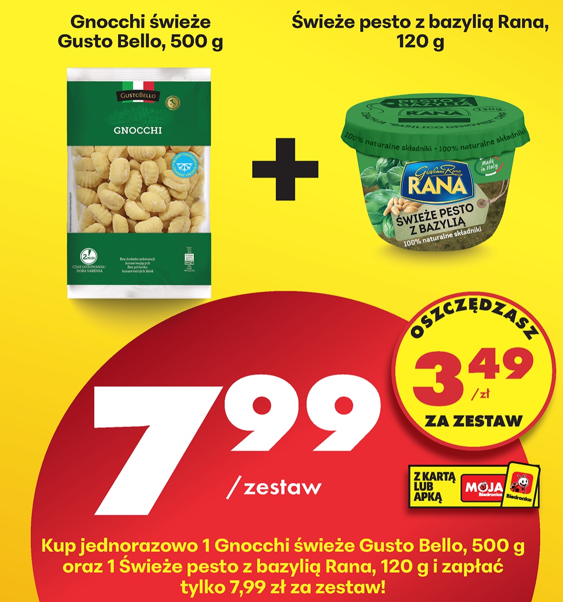 zestaw gnocchi świeże + świeże pesto z bazylią