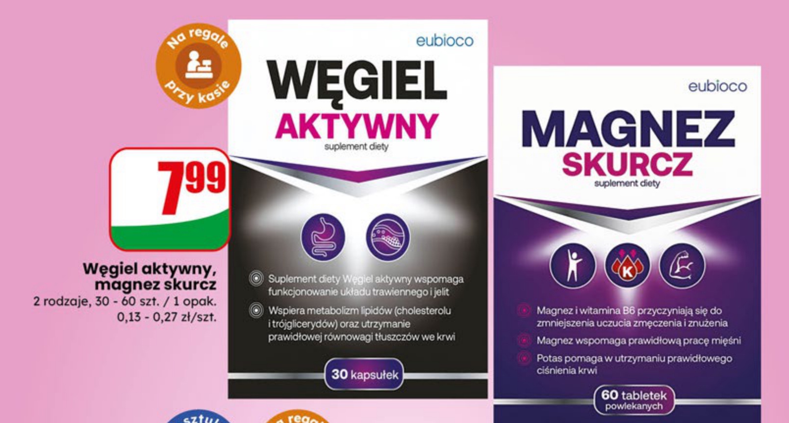węgiel aktywny, magnez skurcz