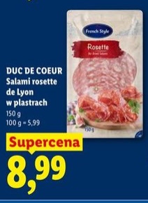 salami rosette de Lyon w plastrach