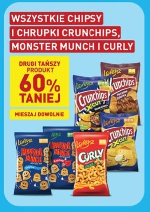wszystkie chipsy i chrupki Crunchips, Monster Munch i Curly