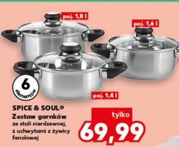 zestaw garnków ze stali nierdzewnej z uchwytami z tworzywa fenolowego