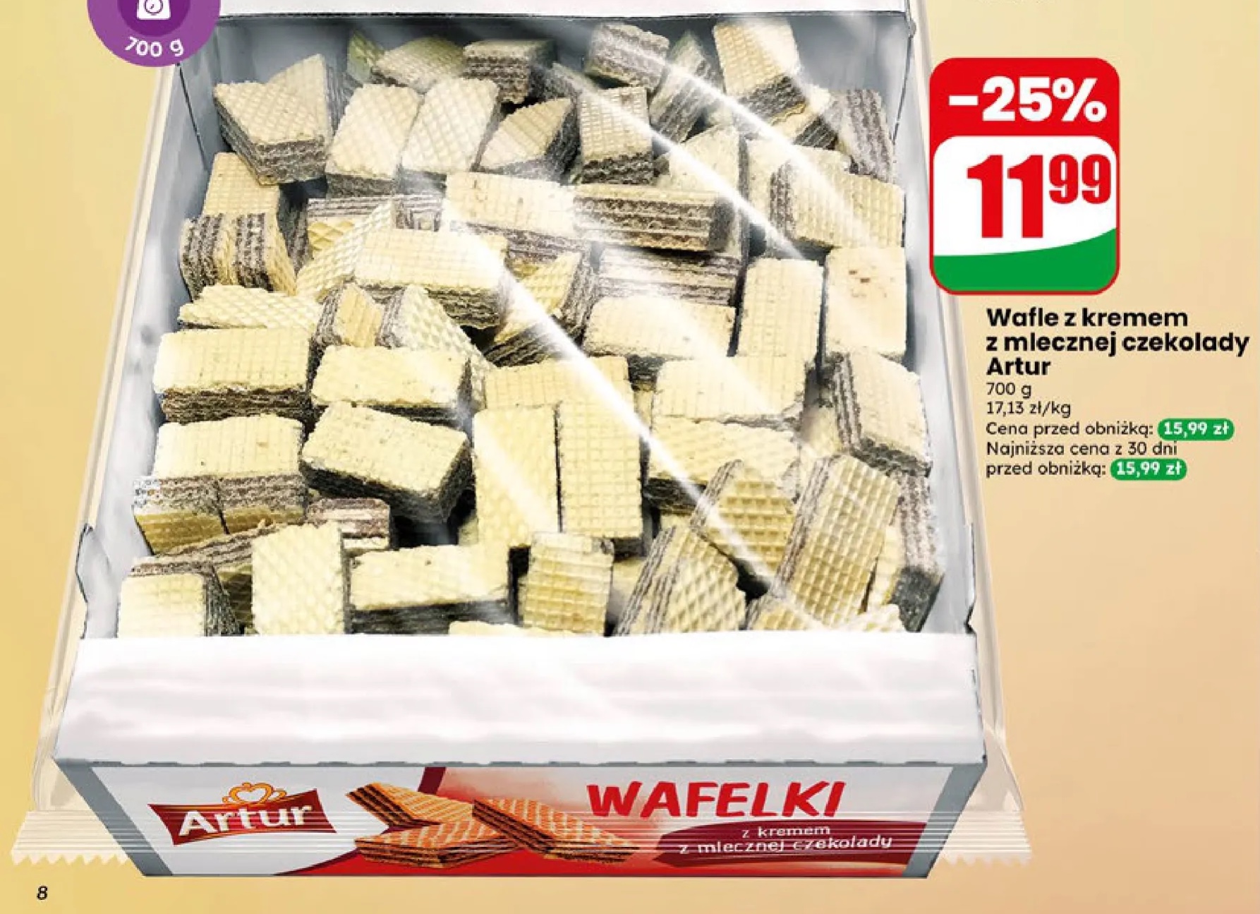 wafelki z kremem z mlecznej czekolady