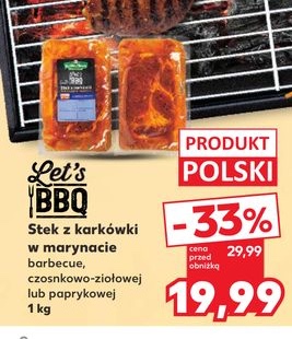 stek z karkówki w marynacie barbecue, czosnkowo-ziołowej lub paprykowej