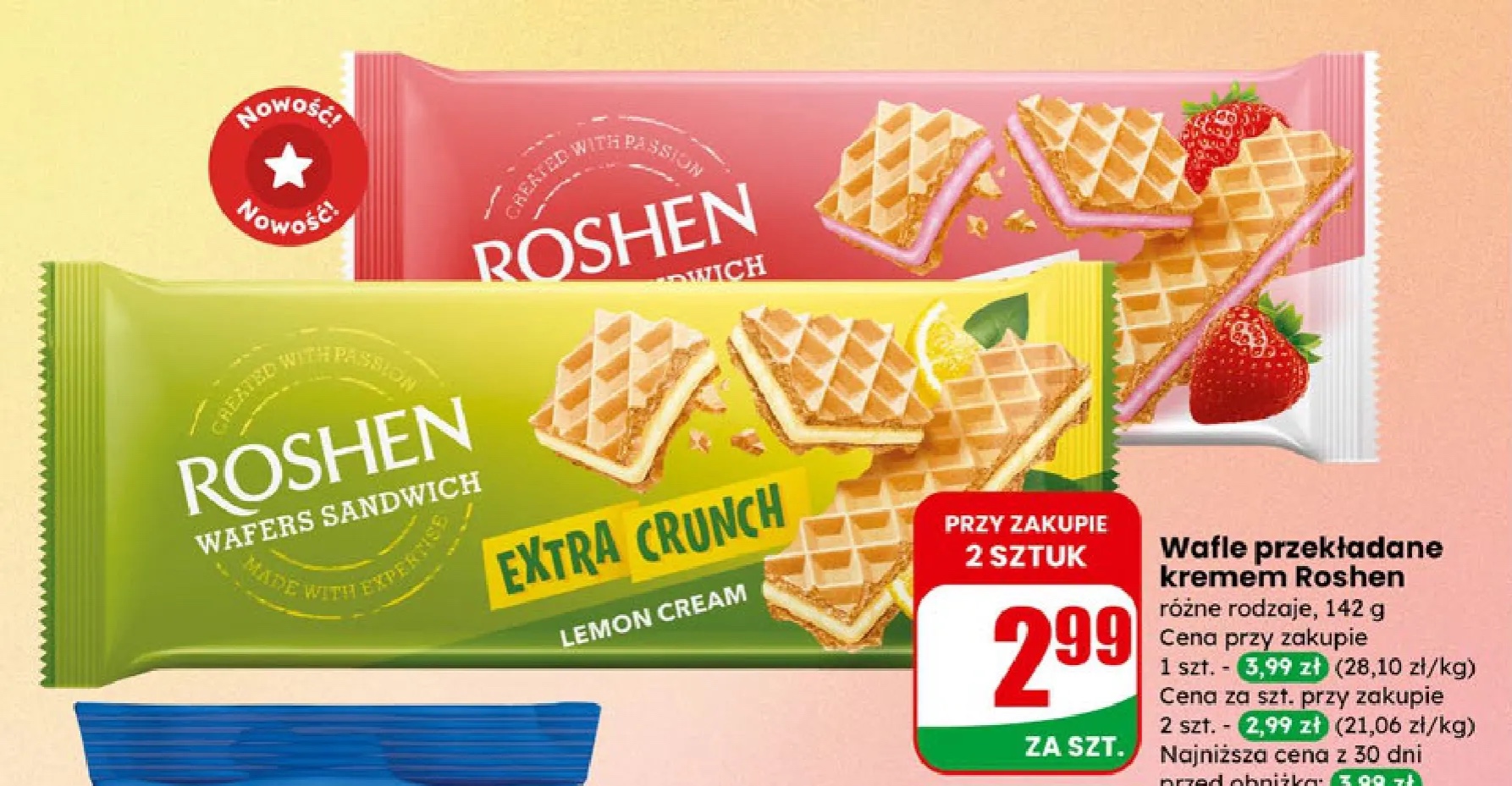 wafle przekładane kremem