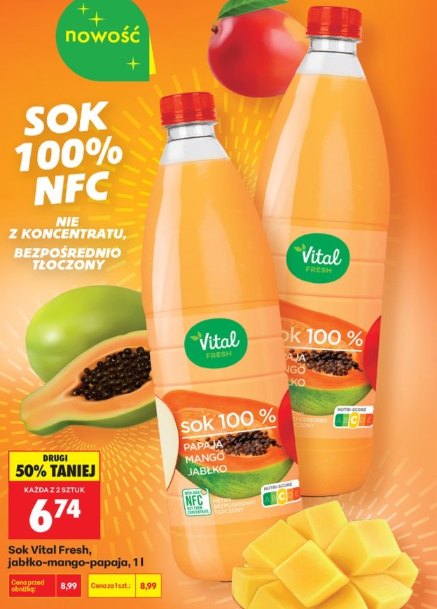 sok 100% jabłko-mango-papaja