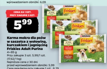 karma mokra dla psów w saszetce z wołowiną, kurczakiem i jagnięciną